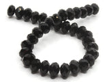 35 6mm x 8mm Faceted Rondelle Beads Black Crystal Beads Jewelry Making Beading Supplies Loose Spacer Beads Glass Beads