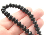 35 6mm x 8mm Faceted Rondelle Beads Black Crystal Beads Jewelry Making Beading Supplies Loose Spacer Beads Glass Beads