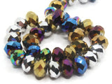 35 6mm x 8mm Faceted Rondelle Beads Mixed Metallics Crystal Beads Jewelry Making Beading Supplies Loose Spacer Beads Glass Beads