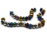 35 6mm x 8mm Faceted Rondelle Beads Mixed Metallics Crystal Beads Jewelry Making Beading Supplies Loose Spacer Beads Glass Beads