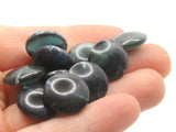 12 15mm Flat Round Coin Beads Teal and Black Lucite Plastic Beads Jewelry Making Beading Supplies