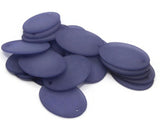 20 25mm Flat Oval Beads Frosted Blue Vintage Lucite Plastic Beads Jewelry Making Beading Supplies