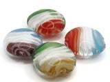 4 20mm Mixed MultiColor Swirling Coin Beads Flat Round Lampwork Glass Beads Jewelry Making and Beading Supplies