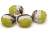 4 20mm Purple White and Yellow Swirling Coin Beads Flat Round Lampwork Glass Beads Jewelry Making and Beading Supplies