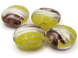 4 20mm Purple White and Yellow Swirling Coin Beads Flat Round Lampwork Glass Beads Jewelry Making and Beading Supplies
