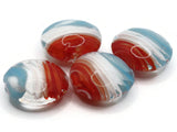 4 20mm Red White and Blue Swirling Coin Beads Flat Round Lampwork Glass Beads Jewelry Making and Beading Supplies