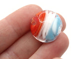 4 20mm Red White and Blue Swirling Coin Beads Flat Round Lampwork Glass Beads Jewelry Making and Beading Supplies