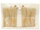 TipToes Vintage Shoe Clips 1950s #483 Cream White and Ivory Striped Forward Curved Rectangle Shoe Clips