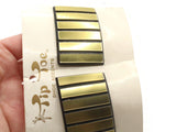TipToes Vintage Shoe Clips 1950s #199 Gold and Black Striped Curved Rectangle Shoe Clips