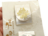 TipToes Vintage Shoe Clips 1950s #TT323 White and Gold Floral Curved Rectangle Shoe Clips