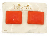 TipToes Vintage Shoe Clips #459 1950s Orange Faceted Curved Rectangle Shoe Clips