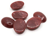 6 25mm x 18mm Dark Red Red Swirling Oval Vintage Lucite Plastic Flat Back Cabochons Mosaic Supplies Jewelry Making
