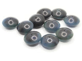 10 16mm Flat Round Rondelle Beads Blue and Black Lucite Plastic Beads Jewelry Making Beading Supplies