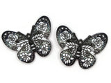 2 41mm Plastic Butterfly Pendants Black and White Plastic Moth Charms Jewelry Making Beading Supplies