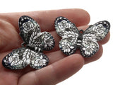 2 41mm Plastic Butterfly Pendants Black and White Plastic Moth Charms Jewelry Making Beading Supplies