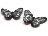 2 41mm Plastic Butterfly Pendants Black and White Plastic Moth Charms Jewelry Making Beading Supplies