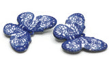 2 41mm Plastic Butterfly Pendants Medium Blue and White Plastic Moth Charms Jewelry Making Beading Supplies