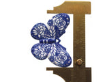 2 41mm Plastic Butterfly Pendants Medium Blue and White Plastic Moth Charms Jewelry Making Beading Supplies