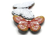 2 41mm Plastic Butterfly Pendants Yellow Red and White Plastic Moth Charms Jewelry Making Beading Supplies