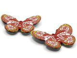 2 41mm Plastic Butterfly Pendants Yellow Red and White Plastic Moth Charms Jewelry Making Beading Supplies