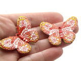 2 41mm Plastic Butterfly Pendants Yellow Red and White Plastic Moth Charms Jewelry Making Beading Supplies