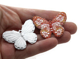 2 41mm Plastic Butterfly Pendants Orange Red and White Plastic Moth Charms Jewelry Making Beading Supplies