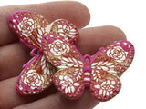 2 41mm Plastic Butterfly Pendants Pink Yellow and White Plastic Moth Charms Jewelry Making Beading Supplies