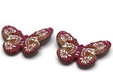 2 41mm Plastic Butterfly Pendants Pink Yellow and White Plastic Moth Charms Jewelry Making Beading Supplies