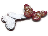 2 41mm Plastic Butterfly Pendants Pink Yellow and White Plastic Moth Charms Jewelry Making Beading Supplies
