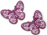 2 41mm Plastic Butterfly Pendants Pink and White Plastic Moth Charms Jewelry Making Beading Supplies