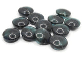 12 15mm Flat Round Coin Beads Teal and Black Lucite Plastic Beads Jewelry Making Beading Supplies