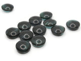 12 15mm Flat Round Coin Beads Teal and Black Lucite Plastic Beads Jewelry Making Beading Supplies