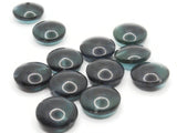 12 15mm Flat Round Coin Beads Teal and Black Lucite Plastic Beads Jewelry Making Beading Supplies