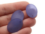 20 25mm Flat Oval Beads Frosted Blue Vintage Lucite Plastic Beads Jewelry Making Beading Supplies