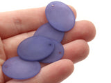 20 25mm Flat Oval Beads Frosted Blue Vintage Lucite Plastic Beads Jewelry Making Beading Supplies