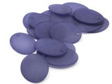 20 25mm Flat Oval Beads Frosted Blue Vintage Lucite Plastic Beads Jewelry Making Beading Supplies
