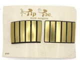 TipToes Vintage Shoe Clips 1950s #199 Gold and Black Striped Curved Rectangle Shoe Clips