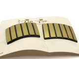 TipToes Vintage Shoe Clips 1950s #199 Gold and Black Striped Curved Rectangle Shoe Clips