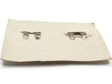 TipToes Vintage Shoe Clips 1950s #TT323 White and Gold Floral Curved Rectangle Shoe Clips