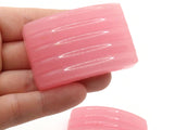 Vintage Shoe Clips 1950s Pink Striped Curved Rectangle Shoe Clips