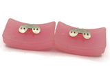 Vintage Shoe Clips 1950s Pink Striped Curved Rectangle Shoe Clips