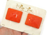 TipToes Vintage Shoe Clips #459 1950s Orange Faceted Curved Rectangle Shoe Clips