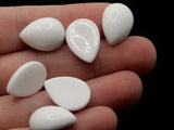 10 18mm White Teardrop Flatback Vintage Lucite Cabochons Jewelry Making Crafting Supplies Plastic Dome Cabochons