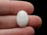 6 18mm Egyptian Pharoh or Sphinx White Oval Vintage Lucite Cabochons Flat Back Cabochons