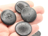25 25mm Black Wood Beads Vintage Flat Saucer Disc Beads Wooden Black Beads Jewelry Making Beading Supplies Smileyboy