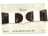 Sears Vintage Shoe Clips #63 1950s Brown and White Buckle Leatherette Rectangle Shoe Clips