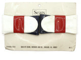Sears Vintage Shoe Clips #15 1950s Red White and Blue Buckle Leatherette Rectangle Shoe Clips