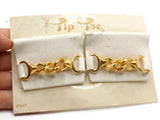 TipToes Vintage Shoe Clips #947 1950s White Leatherette Rectangle Shoe Clips with 3 Link Gold Chain