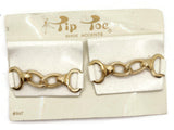 TipToes Vintage Shoe Clips #947 1950s White Leatherette Rectangle Shoe Clips with 2 Link Gold Chain