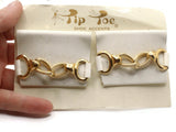 TipToes Vintage Shoe Clips #947 1950s White Leatherette Rectangle Shoe Clips with 2 Link Gold Chain